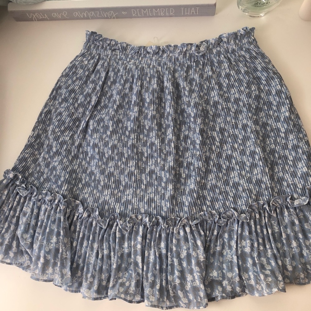 White and blue floral skirt
